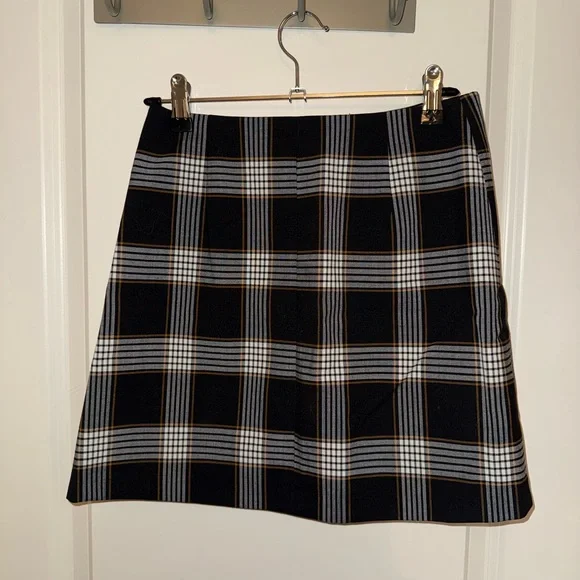 Sunday Best Black Plaid A-Line Skirt with Button Accent - Picture 2 of 4